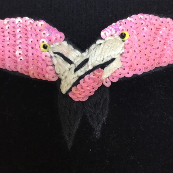 NEW ItzsaBirdie Cashmere Pink Love Flamingo Sweater In Black - Picture 9 of 13